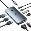 LIONWEI Docking Station USB C 4 Monitor 9 in 1 USB-C Hub Dual Monitor | Docking station per laptop, 2 monitor con 2 HDMI, DisplayPort, VGA, Ethernet, PD 100 W, 3 USB 5 Gbps (2 x A 3.0