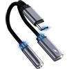 KIRVOS Adattatore per Cuffie USB C a Jack 3.5mm e PD 60W,2 in 1 Adattatore per Cuffie USB C e Ricarica,Compatibile con iPhone 17 16 15,Compatibile con Samsung/Hua wei