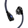 Goalfish Cavo di alimentazione a 3 poli, in nylon intrecciato a freddo (CEE 7/7 su IEC60320 C13) con VDE per monitor, PC, stampante, PS3/PS4 PRO, scanner, TV, schermo, proiettore, proiettore -1 m