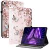 Generico DayQiQiPu Custodia per Lenovo Tab K10 TB-X6C6F/X6C6X (10,3 Pollici) Cover Ribaltabile in pelle PU Motivo Farfalla Rosa Guscio Portafoglio con Supporto Custodia Multifunzionale, 01