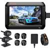 VSYSTO Dash Cam per Auto, 1080P Doppia Fotocamera 4 Pollici Sedile Posteriore Baby Monitor Sistema di Monitoraggio della Pressione dei Pneumatici, WiFi GPS Visione Notturna Registrazione Loop