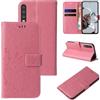 LBH Custodia per Huawei P30, motivo farfalle, fiori, funzione leggio, con chiusura magnetica, protezione a 360 gradi, colore: oro rosa