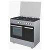 Generico Cucina Grigia 90x60 cm con Forno Elettrico e porta bombola, 5 Fuochi a Gas Tripla Corona, Griglie in Ghisa e Valvole di Sicurezza