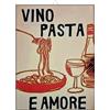 KUSTOM ART Quadro da Parete o da Tavolo Vino Pasta e Amore Stampa Artistica su Legno 30x21cm