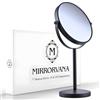 Mirrorvana Specchio da tavolo ingranditore 10x e 1x, 35 x 18 cm (Nero) | Rotondo e girevole, ideale per camera da letto e bagno: un riflesso nitido e naturale, per un trucco preciso ogni giorno