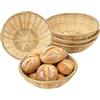TenaLucy 5Pezzi Cestini Vimini Rattan,Cesto Regalo Vuoto Decorazione Pasqua | Maglieria a Mano Cestini Rotondi in Vimini di Bambù, Ideali per Pane Cestino Pane Tavola per Pasqua Casa e Giardino (15cm)