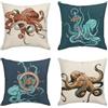Sanwarm - Set di 4 federe decorative per cuscini a forma di polpo, con ruota di sterzo, mare e sottomarino, per arredamento della casa, 45,7 x 45,7 cm, per esterni, divani, sofà, cuscini
