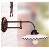 Illuminazione d'epoca Applique lampada da parete in ferro battuto con piatto in ceramica plissettato decorato rustico country - Ø 21 cm - Ambra