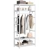 YITAHOME Appendiabiti con asta appendiabiti, bianco | Appendiabiti con 4 ripiani e scarpiera, struttura in metallo, per corridoio