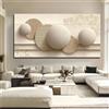LTjiajuypd Quadro moderno minimalista astratto beige con sfere e cerchi in morbido orizzontale (70x140 cm)