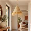 Generico Lampadario a Sospensione in Paglia Artigianale Marocchino: Stile Etnico, Illuminazione Naturale e Accogliente 2403211005B Rattan Vimini Giunco Bambù Fibre naturali