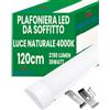 Bratek Plafoniera LED Soffitto 120cm 4000k Luce Naturale 36w, 3780lumen, 105lm/w | Barra Led Soffitto Lineare 220V, Angolo di Illuminazione 120°, Cri>80, 25000 Ore di Durata, Protezione da Polvere e Insetti