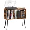 HOOBRO Supporto per Giradischi a 2 Ripiani, Mobile per Vinili | Con Vani per fino a 300 Dischi, Tavolo Stereo per Soggiorno, Camera e Sala Musica, Marrone Vintage e Nero