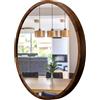 STOLARNIA PIKA Specchio rotondo legno rovere scuro (∅70 cm) LEJA | Legno massello, Montaggio facile, Prodotto nell'UE, Vetro a specchio da 4 mm, Gancio in metallo sicuro, Facile da pulire