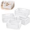 PIANKEKE 4 Pz Cassette Pieghevoli in Plastica Bianche, Organizer Casa | Organizer leggeri in plastica per scrivania, scaffali, cucina, bagno e ufficio; facili da aprire, piegare e riporre.