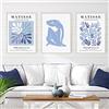 Dittelle Matisse Mostra Blu Floreale Opere D'arte Poster e Stampe Su Tela Pittura Astratta di Arte Della Parete Immagine Soggiorno Decor 50x70 cm-3 Pezzi Senza Cornice