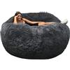 Generic Poltrona a Sacco Gigante in Pelliccia Sintetica, Fodera per Divano, Grande, Lavabile, in Memory Foam, Senza Imbottitura (Nero, 2,1 m)