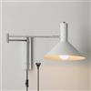 LOGT Braccio orientabile Lampada da Parete con Interruttore e cavo Applique da Interno Vintage Illuminazione Industriale da Parete Regolabile Braccio lungo Luce da Lettura da Parete Braccio,Bianca