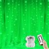 YUANYUYING Tenda luminosa a batteria, 3 m x 1 m, 100 luci LED per finestre con telecomando e timer, 8 modalità dimmerabili, impermeabile per interni, esterni (verde)