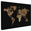 MuchoWow© Quadro Su Tela Grandi Dimensioni Quadri Moderni Soggiorno Stampa | 120x80 cm - Di Foto Decorazione Da Parete Con Cornice DipintiMappa del mondo - Oro - Lusso - Terra - Nero