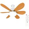STHomedeco Ventilatore da Soffitto LED E27 6 Pale, Telecomando Effetto legno | Installazione facile senza cablaggi complessi, ideale per camere, soggiorni, uffici e cucine con soffitti bassi.