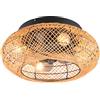 RL LIVE YOUR LIGHT Reality Leuchten Ventilatore LILLESAND R67302126, nero opaco/marrone, 15W, 4x E27, telecomando incluso