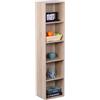 Relaxdays Libreria, scaffale a cubi aperto per soggiorno, marrone chiaro | HxLxP: 132 x 32 x 24 cm, 5 ripiani