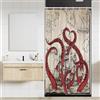 Coxila Tenda da doccia a forma di polpo piccola singola mini rossa nautica vintage marrone divertente Kraken Monster Ocean Anime Pirate Sea Cool Ship barca a vela avventura 91 x 183 cm tessuto in