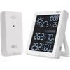 EMOS - Stazione meteo radio con display VA e sensore esterno wireless - Termometro, igrometro, previsioni meteo, orologio, sveglia - Display Comfort View - Cavo USB-C da 1,5 m - bianco
