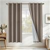 CYCMACO Tende oscuranti in finto lino, 100% lino per camera da letto, tende oscuranti lunghe 183 cm, foderate bianche, tende oscuranti con occhielli, tende termiche (2 pannelli, marrone)