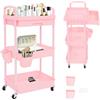 DHQCQL Carrello con cassetti, scaffale a 3 strati con ruote, 40 x 30 x 76 cm, carrello da portata per bambini, carrello per cucina, bagno, fino a 5 kg (rosa)
