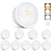 YindaLux 10x Moduli LED 230V Dimmerabili, Ultra Sottili Ø50x23mm, 5W 500LM IP44, Angolo 38°, Ricambio GU10/MR16, 3 Colori 2700K/4000K/6500K, per Faretti Incasso Plafoniera Spot