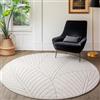 SIMPEX Tappeto a Pelo Corto Rotondo 200 cm Crema, Effetto 3D Alto Basso, Tappeto Boho Scandinavo per Soggiorno e Sala da Pranzo, Balcone Terrazza Outdoor