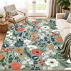 WQMMD Tappeto lavabile per soggiorno, 140 x 200 cm, motivo floreale botanico con motivo vegetale, morbido tappeto a pelo corto, antiscivolo, per soggiorno, camera da letto, sala da pranzo e ufficio