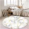 Tomifine Tappeto in Soggiorno Tessuto Tappeto con Nappe Stampa Geometrica Tappeti Rotondo Lavabile Antiscivolo Tappetino per Camera da Letto Balcone (80cm,Oro Bianco)