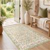 Vangao Tappeto passatoia per corridoio, stile vintage, verde, motivo | Tappeto a pelo corto, per corridoio, cucina, balcone, soggiorno, cameretta dei bambini, camera da letto, sala da pranzo