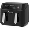 TurboTronic By Z-LINE TurboTronic DAF5 Friggitrice ad Aria Doppio Cestello con Finestre | 9L (2x 4,5L) | 1700W | Display LED | 8 Programmi | Cottura Veloce e Sana | Perfetta per Famiglie