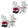 Dsnyu Gemelli da uomo argento, gemelli retrò rosso Babbo Natale camicia costume donna gioielli regalo per compleanno, 22x18.5CM, Senza Gemme