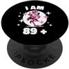 Lustiges 90 Jahre Geburtstag Outfit Sono 89+ Flamingo medio dito PopSockets PopGrip Adesivo