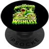 Y2K Alien Cat Meme Retro Silly Cat Vinta Il meme del gatto alieno verde Mothership ha mangiato la mia lista dei desideri Space Kitty PopSockets PopGrip Adesivo