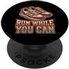 Funny Vintage Jogging Runner Fitness Des Scarpa da corsa retrò Run While You Can PopSockets PopGrip Adesivo