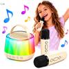 Xrec Altoparlante karaoke Bluetooth con luci RGB, set con 2 microfoni wireless, 5W, porta USB-C / Modello K29 / Colore beige
