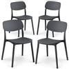 eacommerce | Sedia impilabile in Polipropilene | Leggera, ergonomica, resistente alle intemperie | Per cucina, bar, ristoranti, uso interno ed esterno (Set 4 Sedie, Antracite)