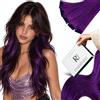 RUNATURE Extension Clip Capelli Veri Viola 45cm 5pcs 25g #Purple | Clip Extension Capelli Umani,Dritto Lisci,Morbidezza E Brillantezza