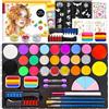 Mekkyes Truccabimbi Kit - 22 Colori Trucco Viso Bambini con 4 Colori Grandi e Adesivo per Tatuaggi, Truccabimbi kit Anallergici Atossici Body Painting per Halloween Carnevale Cosplay Natale