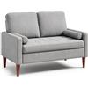 Blishom Divano a 2 Posti 121x76x87 cm con Braccioli, Grigio chiaro | Divano in tessuto con 2 cuscini, supporto lombare, gambe in legno, per piccoli spazi, camera da letto, soggiorno, ufficio