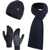 Cozyan Inverno 3 Pezzi Cappello di Lana Sciarpa Guanti Touchscreen Set Caldo Beanie Cappello Teschio Berretto Invernale Termico Berretto Sciarpa Touch Screen Guanti per Uomo Donna