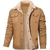 Voqeen Giacca Invernali Uomo in Pile Militare Classica in Cotone Giubbotto Antivento Cappotto Casual con Molte Tasche Bomber Cargo Jacket