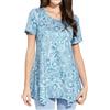 Enmain Magliette Tunica Donna a Maniche Corta Estiva Maglia Lunga Ampia Desigual Casual Blusa Camicia Scollo Tondo Floreale Paisley Elegante S-3XL
