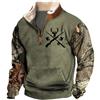 kewing Felpa Stampata da Uomo Camouflage da Caccia al Cervo Pullover Giacche Occidentali a Maniche Lunghe da Cowboy con Tasca a Marsupio